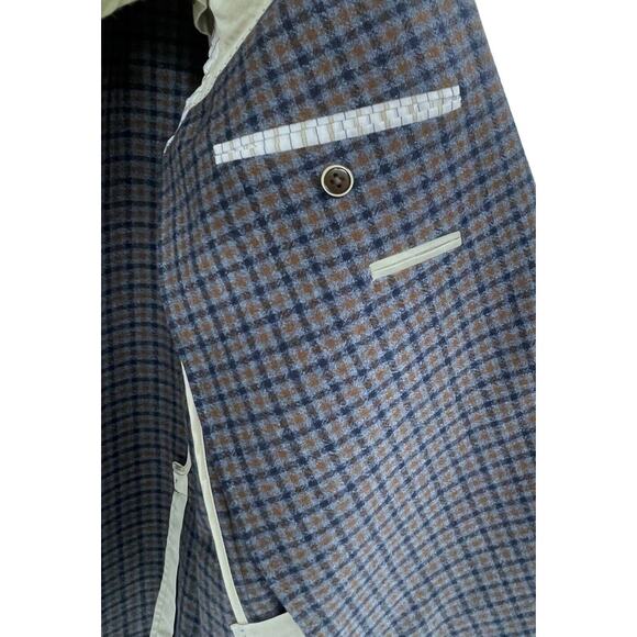 Peter Millar Size Large Sport Coat Wool Plaid Two Button Elbow Patches Blazer - Picture 11 of 15